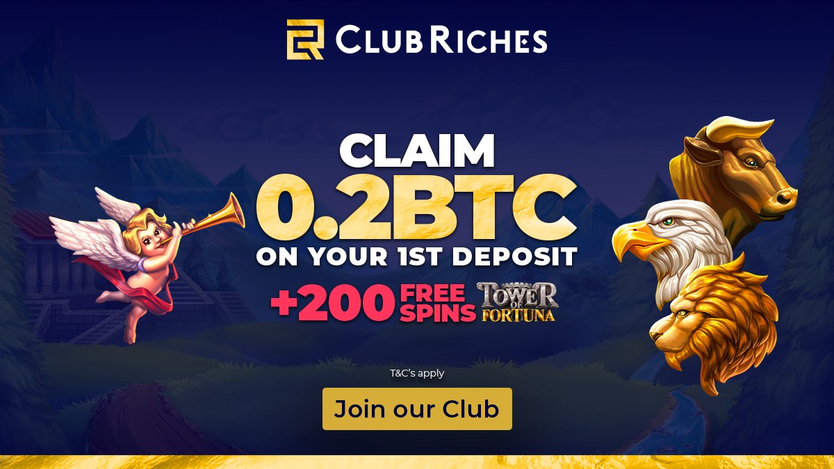 freebitco's tweet image. Up to 0.2BTC PLUS 200 free spins will be added to your Club Riches account instantly if you create a new account and make your first deposit today!

Sign Up Now: promotions.clubriches.com/freebitcoin-sp…