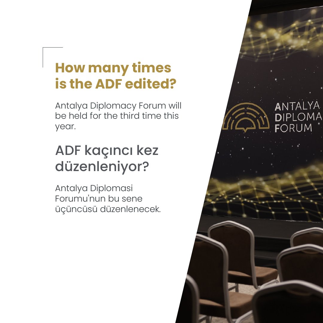 AntalyaDF's tweet image. ❓
How many times is the #ADF edited?

ADF kaçıncı kez düzenleniyor?

#ADF2023
#MEET4DIPLOMACY