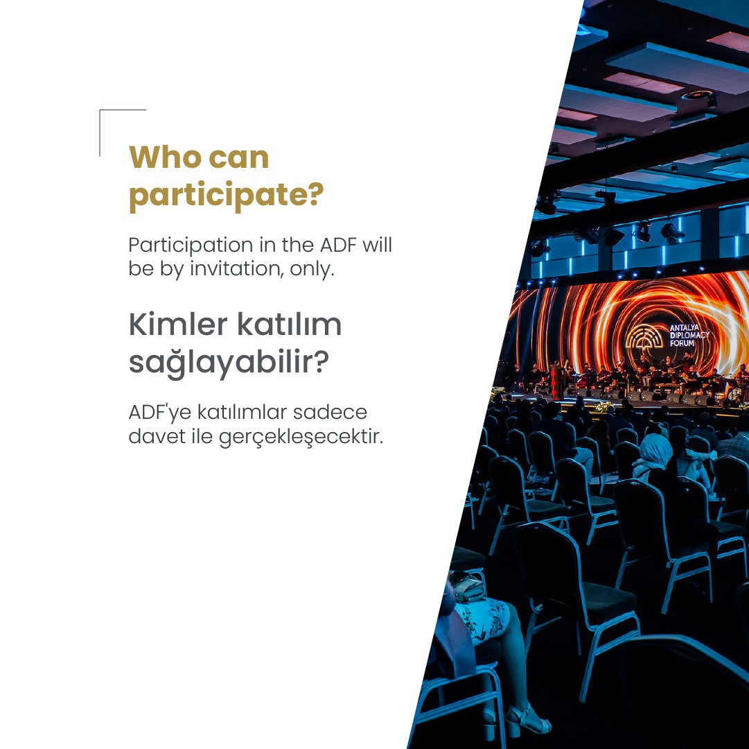 AntalyaDF's tweet image. ❓
Who can participate?

Kimler katılım sağlayabilir?

#ADF2023
#MEET4DIPLOMACY