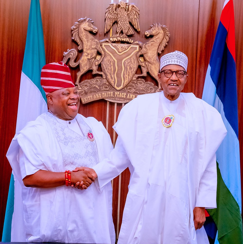 BashirAhmaad's tweet photo. President @MBuhari receives Osun State Governor, H.E. Sen. Ademola @AAdeleke_01 this morning, at the State House, Abuja. https://t.co/f5CIkMz3Fp