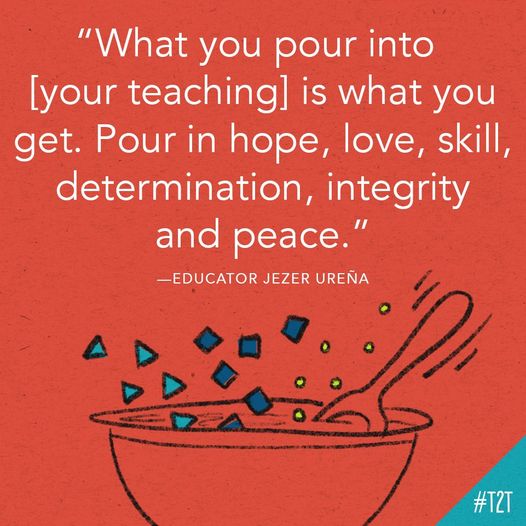 teacher2teacher's tweet photo. What are YOU pouring into your practice today?
(Inspiration via educator @pastorjezer) #TeacherTwitter https://t.co/i3zaTemyTb