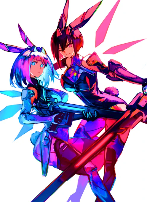 #絵を彩度100にすると超派手普段とは真逆の極彩色って感じ... 