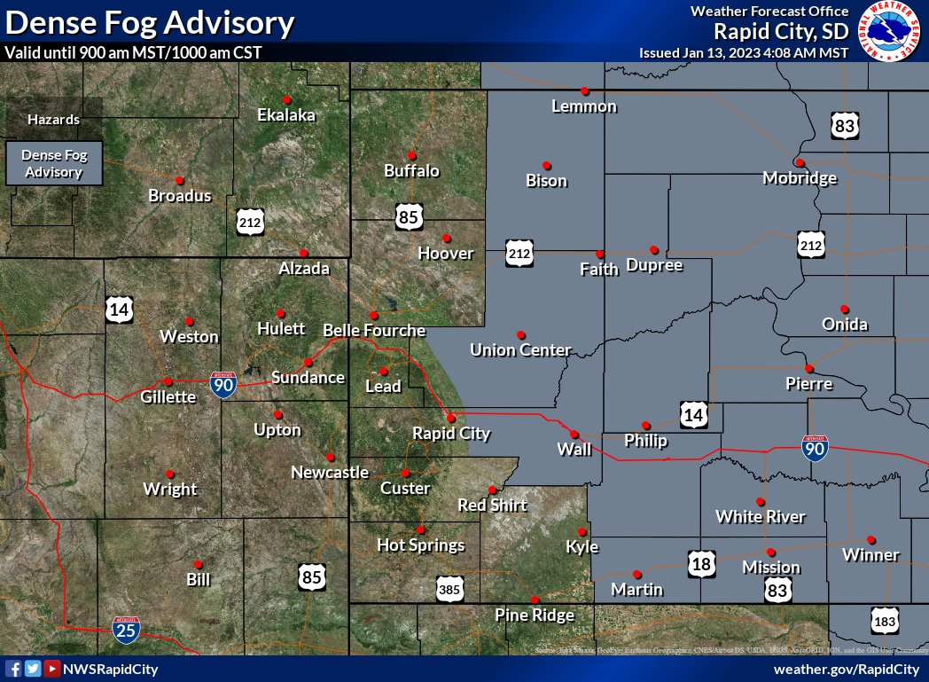 NWS Rapid City on Twitter "Dense fog will continue this morning across