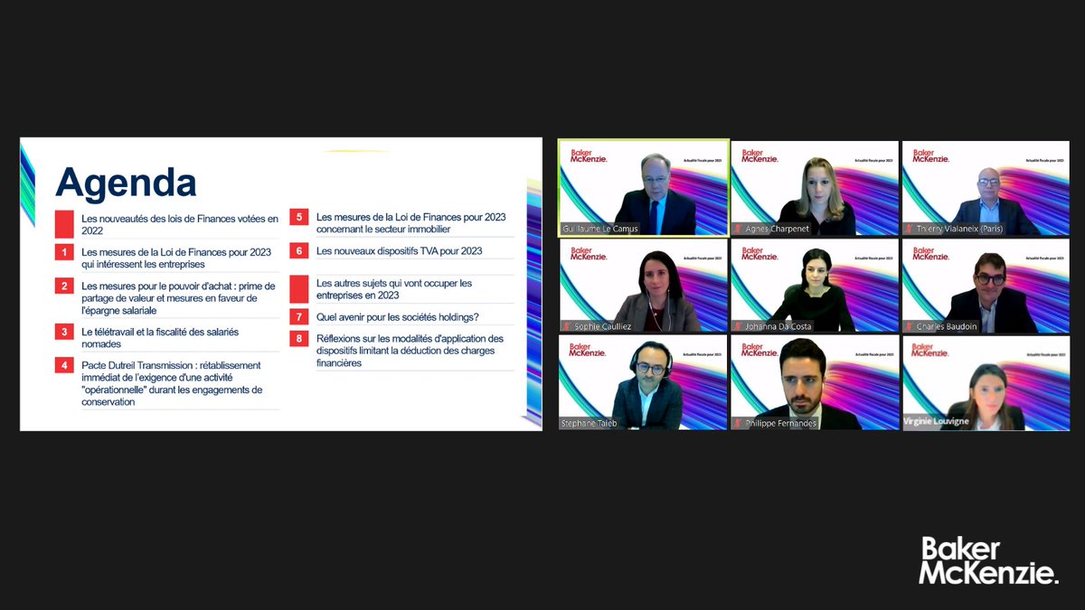 BakerFrance's tweet photo. Lors de la nouvelle édition du webinaire "Actualité fiscale : les sujets qui sont vous occuper en 2023", nos avocats spécialisés en fiscalité ont eu le plaisir de mettre en perspective une sélection de mesures récentes qui seront au cœur de l'actualité durant cette nouvelle année https://t.co/3c5SPJZk77
