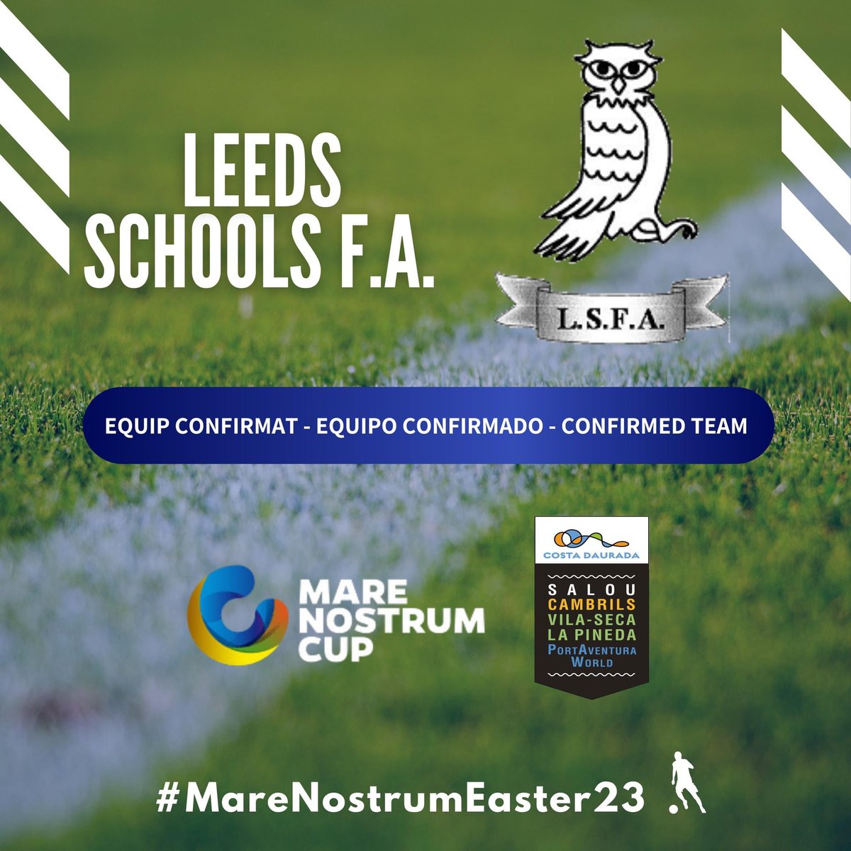 Confirmed - from England - Leeds Schools FA will once again be joining us at the 2023 Barcelona Mare Nostrum Cup -
Still time to register your Junior Squad into this fantastic Easter weekend tournament. ⚽️🇪🇸