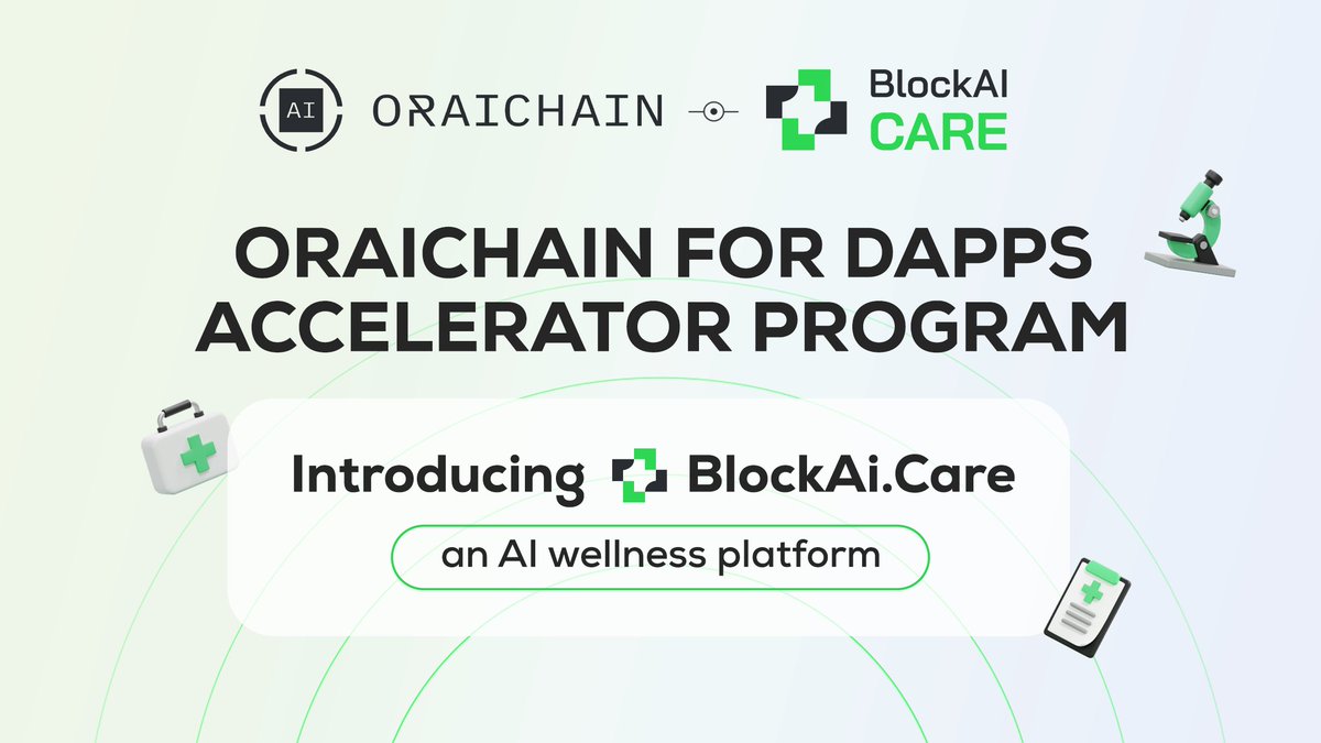 Welcome <a href="/BlockAICare/">BlockAI.care</a> to #OraichainEcosystem!

1/ <a href="/BlockAICare/">BlockAI.care</a> is a #Web3 project with the vision of “Know your health with #AI”! #ArtificialIntelligence

✅ Incubated by #OraichainforDapps #AcceleratorProgram

✅ On #OraichainMainnet

✅ Utilizing #EUENO, #DINOHub #AIMarketplace!