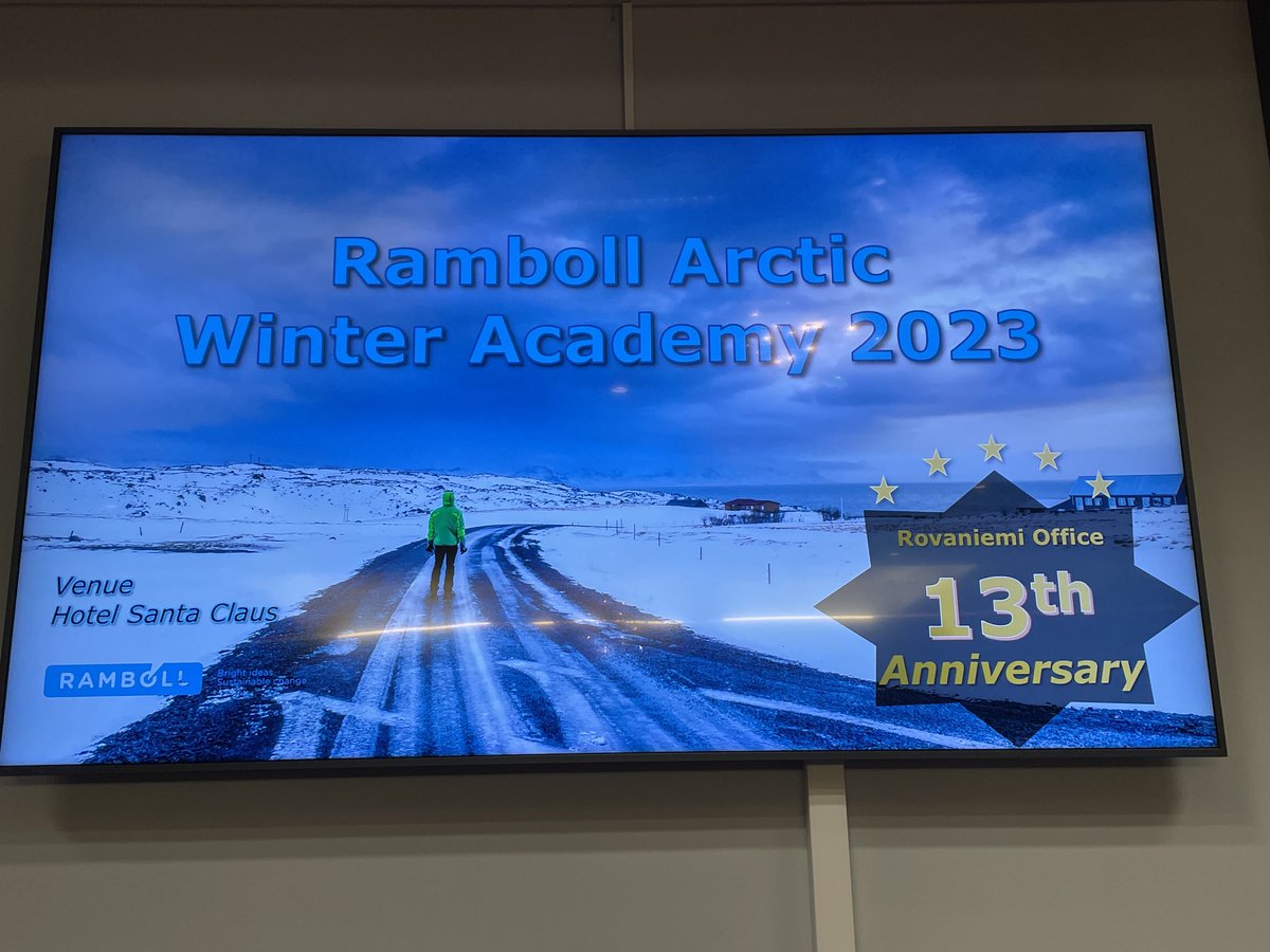 TuomoPoysko's tweet photo. ⁦@ramboll_fi⁩ Rovaniemen toimisto toiminut jo 13 vuotta pohjoista palvellen ja kehittäen. Tänään Arctic Winter Academy - yhteistyössä asiakkaiden kanssa tulevaa hahmottamassa. ⁦@JariKinni⁩ ⁦⁦&amp; @JakeNiitty⁩ avaamassa tilaisuutta. https://t.co/rCCWH5Odlg