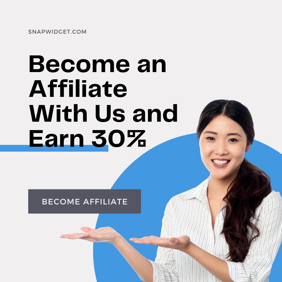 snapwidget's tweet photo. We're excited to announce our new affiliate program with SnapWidget! Get a 30% recurring commission on every sale you refer. Start earning today! https://t.co/QjVvJDUtO2 #affiliate #SnapWidget https://t.co/RWWv3cm8Vv