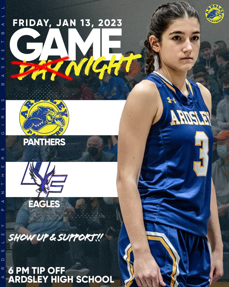 Come out and support our girls tonight as we take on our cross town rivals Dobbs Ferry! #letsgopanthers 

Tip off at 6 PM.

@NickResavy @ArdsleyPanthers @HaggertyNancy @locallivenet @lohudsports @ivacorluka @ctierney2024 @madison_hoops2 @joielevy23 @ArdsleyBball