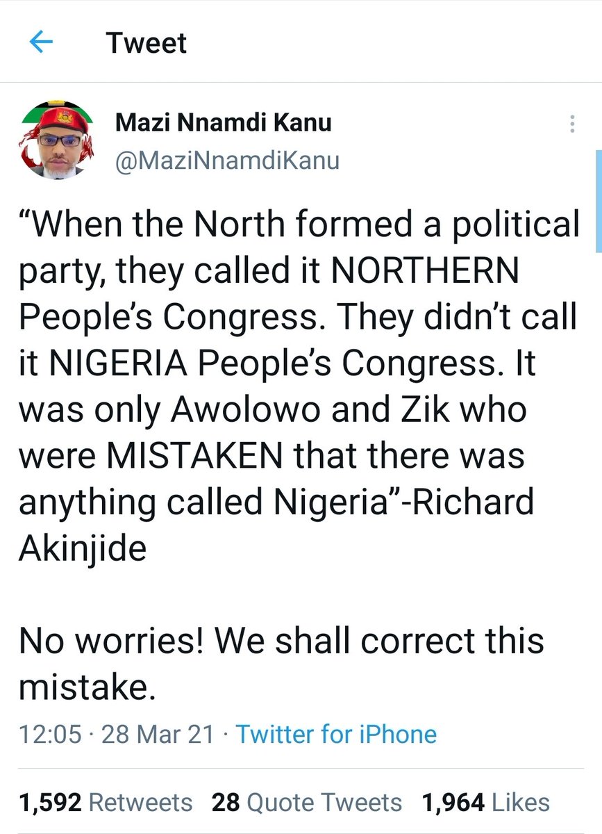 odenjinji's tweet photo. May u your brothers in #ZambisaForest n #AsoRock, Who are invading Military Barracks Shooting down Jets, Attacking Trains/kidnapping Ngrns, Invading Prison facilities freeing their members, Looting Oil NEVER laugh last for #IPOBs' fight n quest is a just cause.
#FreeNnamdiKanu https://t.co/Nz2Eg0AZua