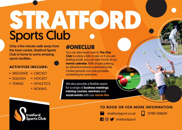 Stratford Sports Club, the home for #Snooker #Squash #Tennis #Cricket #Hockey #Athletics #Boxing The #OneClub is also open to non members for Food and Drinks..  
#Stratfordspotsclub #StratfordonAvon