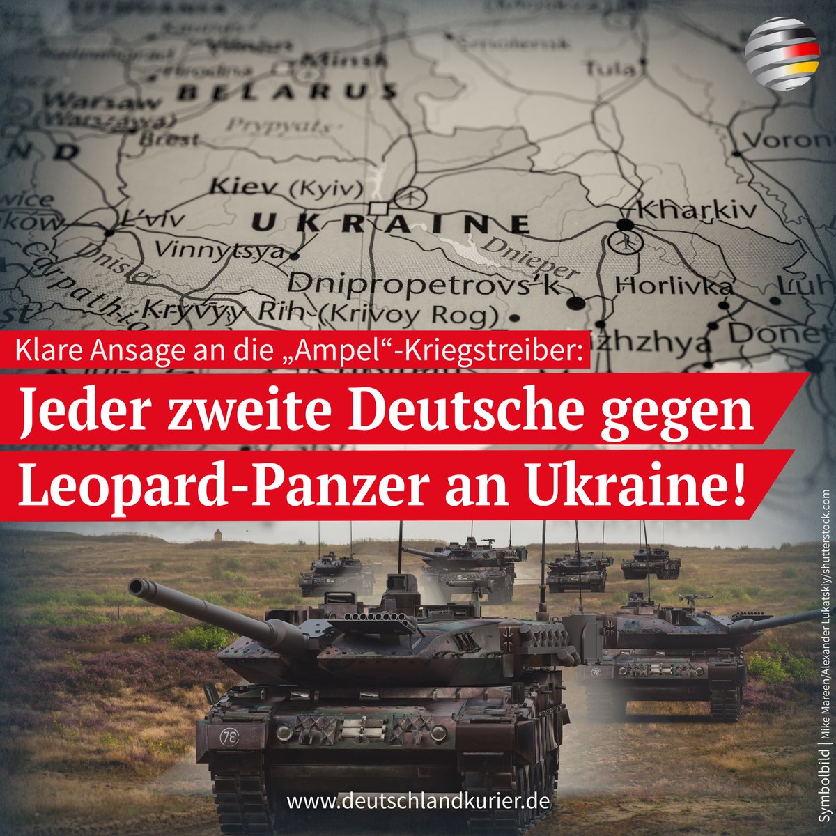 Deu_Kurier's tweet photo. Jeder zweite #Deutsche (50 Prozent) lehnt – wie die AfD - die Lieferung von Kampfpanzern an die #Ukraine strikt ab! Laut Insa-Institut sind nur 38 Prozent dafür. Doch was schert’s die „grünen“ #Kriegstreiber: 

https://t.co/HT8ehNqjoI https://t.co/Dj3Ycz7H7B