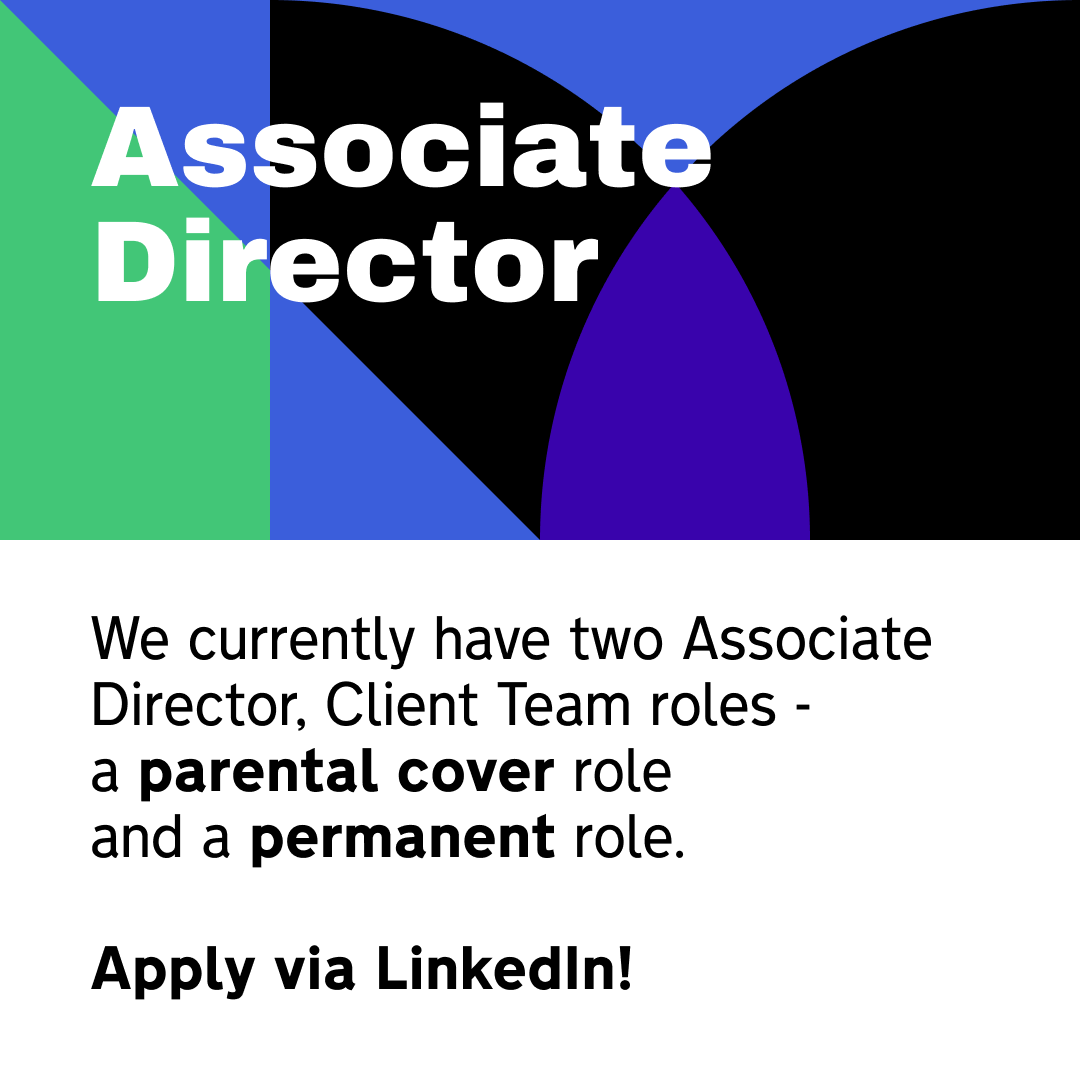 A new year calls for a new job: we have #two openings for Associate Directors! ADs oversee 1-2 sizable “Star” accounts and a selection of smaller projects to deliver outcomes that genuinely have a positive real-world impact with amazing brands. #ClientTeam #Hiring