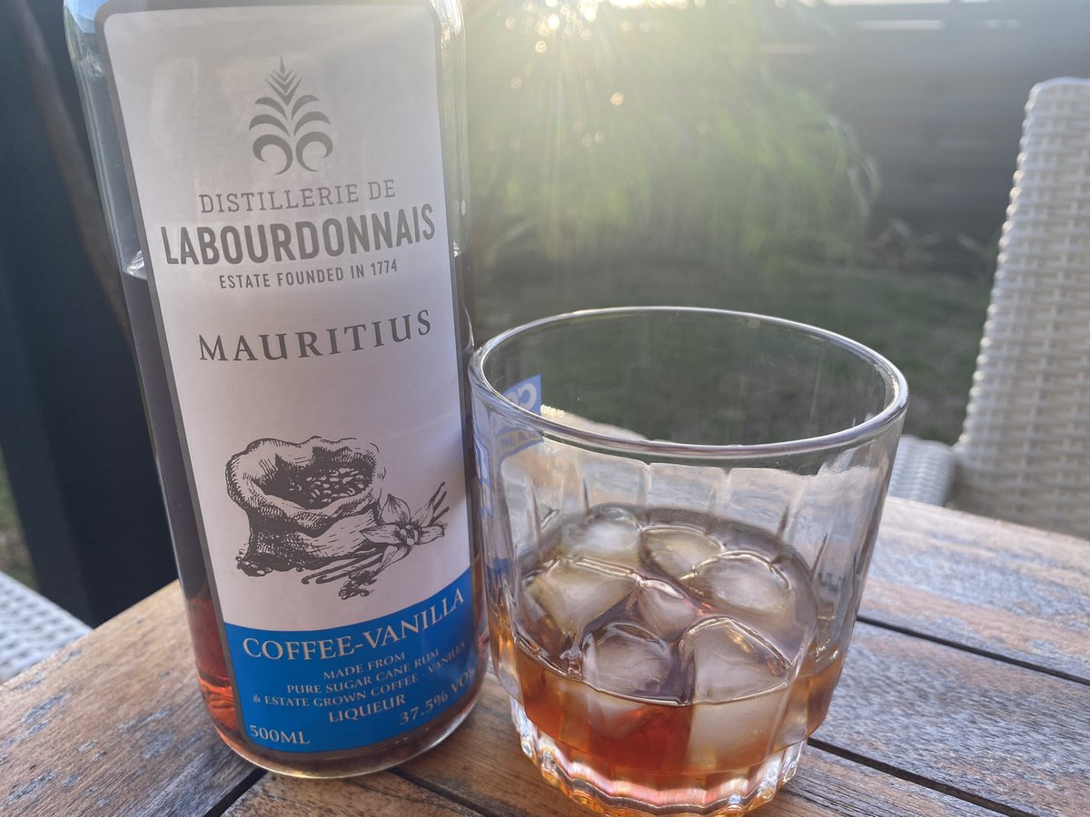 WhiskyoftheWeek's tweet photo. Friday afternoon is for relaxing on the patio enjoying the view. It’s pair well with some Labourdonnais Coffee vanilla rum liqueur from #Mauritius #Mauritius #MauritiusRum https://t.co/6kfGiPc0Az