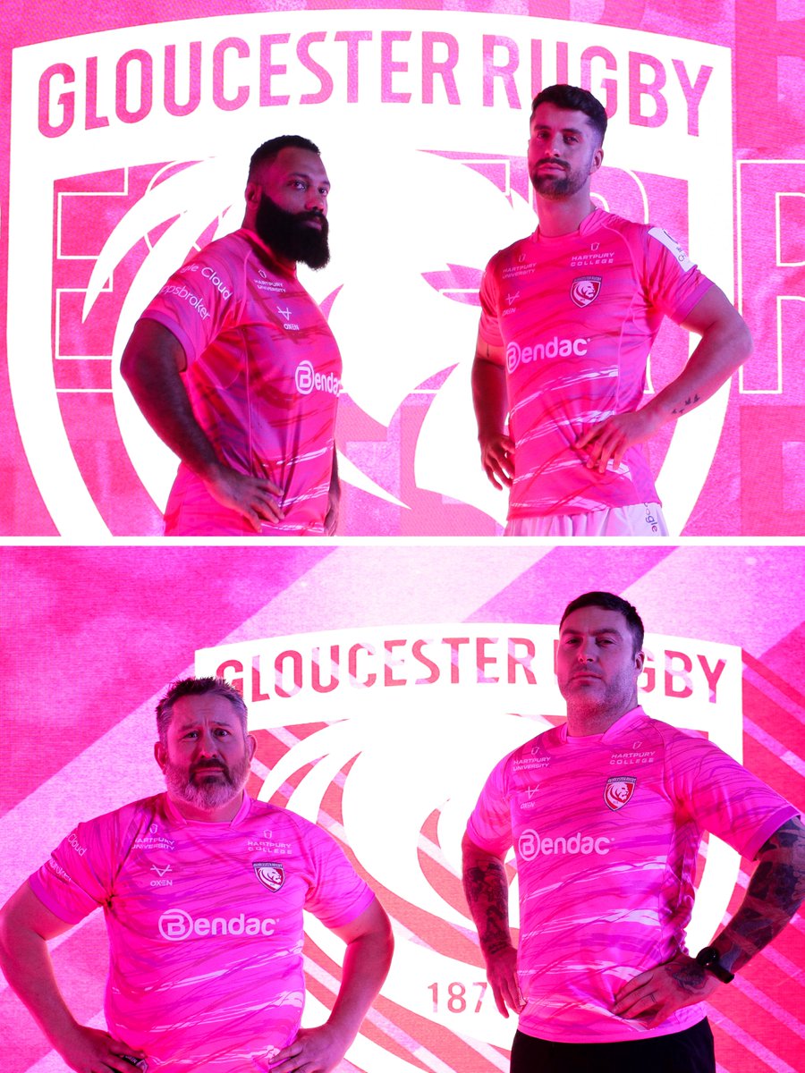 Bendac_Labs's tweet photo. Who wore it best? 👀

Adam &amp; Jamal or Matt &amp; Kev? Drop us your vote below.

Don’t miss the kit in action this weekend as @gloucesterrugby take on Leinster Rugby!

#HeinekenChampionsCup #Partnership #Rugby #GloucesterRugby #Euro #BendacLED #Bendac #LEDSolutions #Sponsors https://t.co/TDBOjqNADI