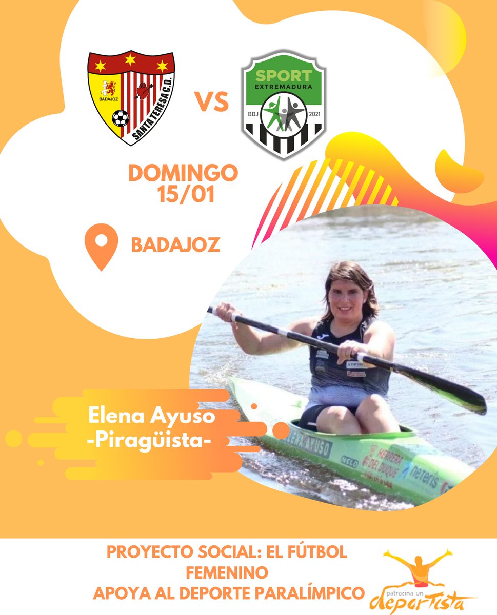 Mañana el @SportExCD se enfrenta al @SantaBadajoz en #Badajoz ⚽️ En esta ocasión será la #piragüista @elenaayusolede1 quien reciba nuestra beca #deportiva junto a la #beca por parte del equipo de @JomaSport 💪 ¿Tenéis ganas de #partido? Nosotros nos morimos de ganas 🤩