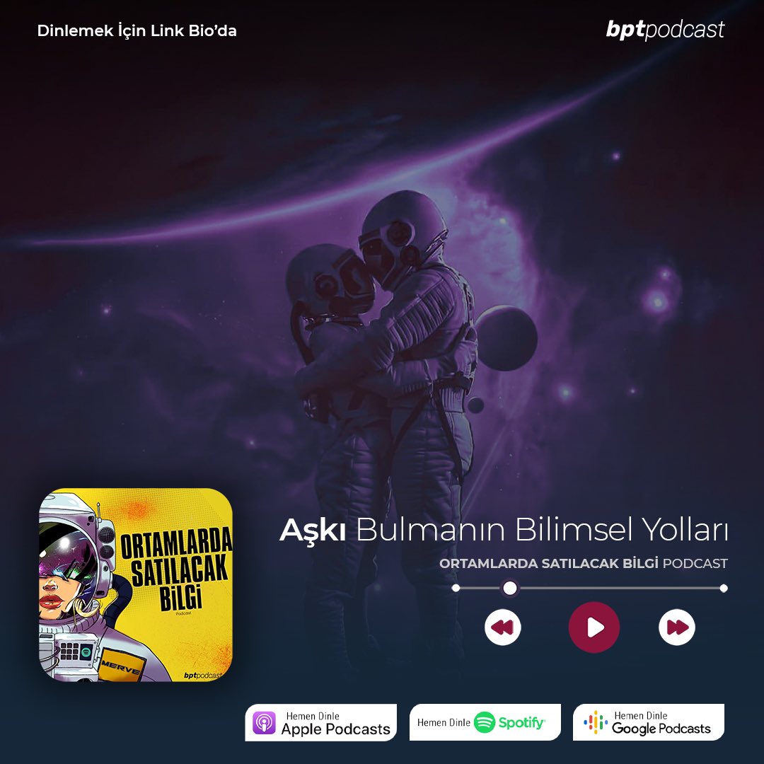 Ortamlarda Satılacak Bilgi'de "Aşkı Bulmanın Bilimsel Yolları"nı konuştuk. Bölümümüzü dinlemek için:

podcastbpt.com/ortamlarda-sat…