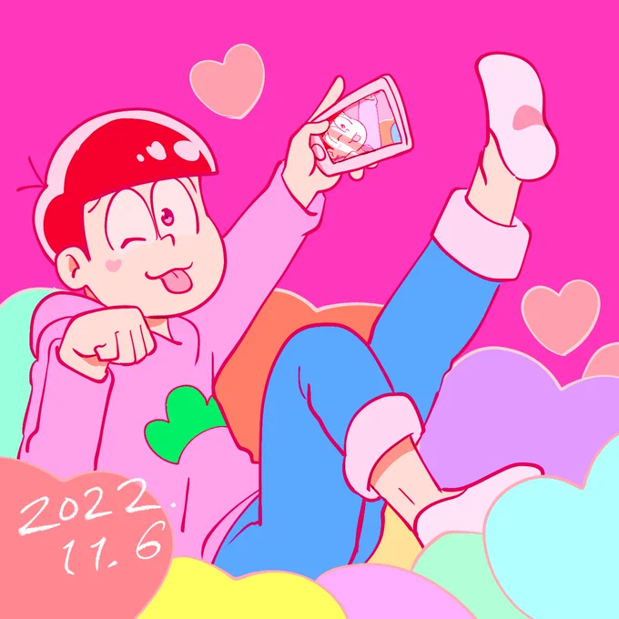 #絵を彩度100にすると超派手白オソに色がついちゃったよ 