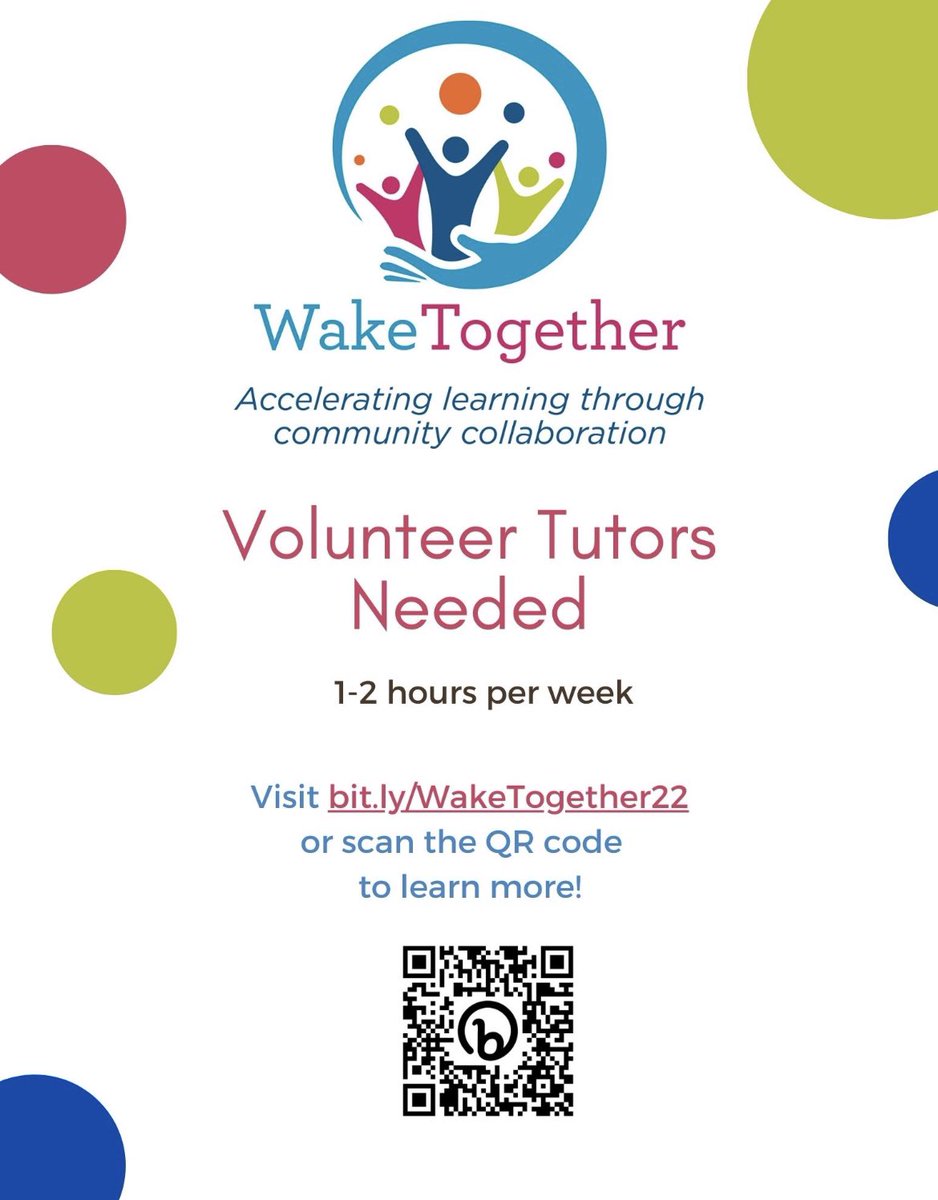 WAKE Up and Read (@literacy4wake) on Twitter photo Have you heard?? Will you spread the word??
<a href="/YMCATriangle/">YMCA of the Triangle</a> <a href="/WCPSS/">Wake County Public School System</a> @HelpsEducation working with community partners to recruit 300+ volunteers to tutor. 📚
Interested?
Sign up for an info session here:
m.signupgenius.com/#!/showSignUp/…
#WakeTogether #Volunteer #Literacy Have you heard?? Will you spread the word??
<a href="/YMCATriangle/">YMCA of the Triangle</a> <a href="/WCPSS/">Wake County Public School System</a> @HelpsEducation working with community partners to recruit 300+ volunteers to tutor. 📚
Interested?
Sign up for an info session here:
m.signupgenius.com/#!/showSignUp/…
#WakeTogether #Volunteer #Literacy