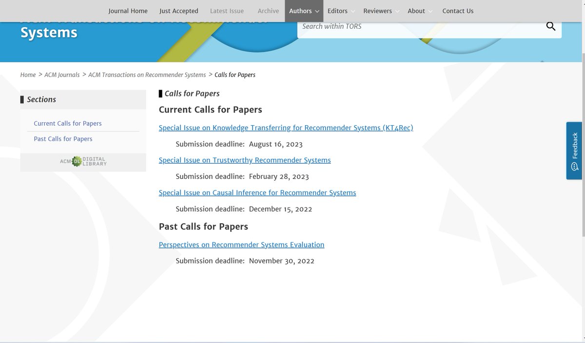 Yashar Deldjoo (@yashardel) on Twitter photo Pleased to announce that the deadline for the SI on "Trustworthy Recommender Systems" <a href="/ACM_TORS/">ACM Transactions on Recommender Systems (ACM TORS)</a> has been extended. New deadline: Feb 28, 2023.
Topics of interest: Adversarial #Robustness, #Privacy, #Interpretability and #Explanation, #Fairness
<a href="/TheWebConf/">The Web Conference</a> <a href="/SIGIRConf/">SIGIR 2025</a> <a href="/ACMRecSys/">ACM RecSys</a> Pleased to announce that the deadline for the SI on "Trustworthy Recommender Systems" <a href="/ACM_TORS/">ACM Transactions on Recommender Systems (ACM TORS)</a> has been extended. New deadline: Feb 28, 2023.
Topics of interest: Adversarial #Robustness, #Privacy, #Interpretability and #Explanation, #Fairness
<a href="/TheWebConf/">The Web Conference</a> <a href="/SIGIRConf/">SIGIR 2025</a> <a href="/ACMRecSys/">ACM RecSys</a>