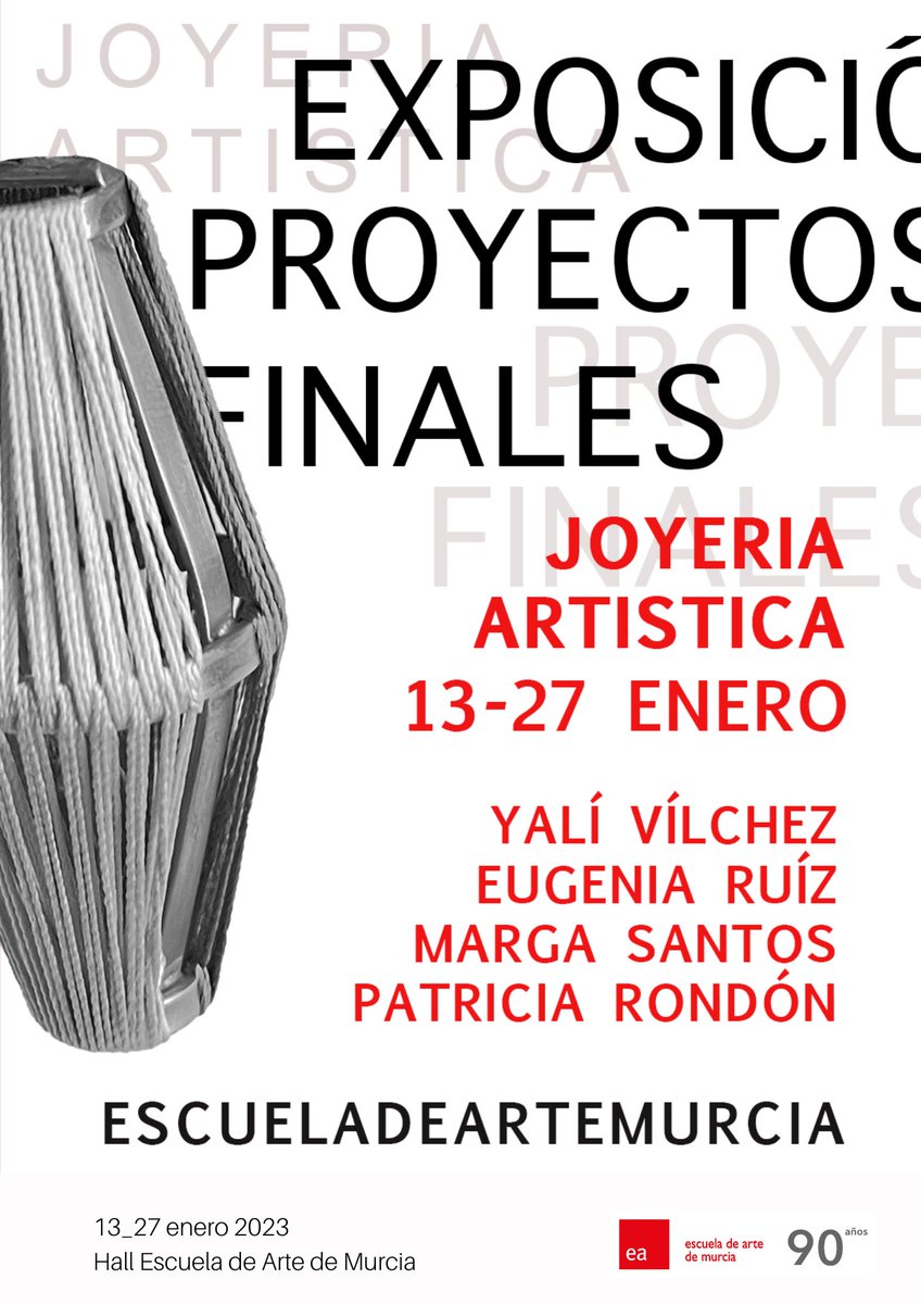 Se inaugura en el Hall de la <a href="/ea_murcia/">Escuela Arte Murcia</a> la exposición de los proyectos finales del Ciclo Formativo de Grado Superior de Joyería Artística 💎 del 13 al 27 de enero de 2023 #joya