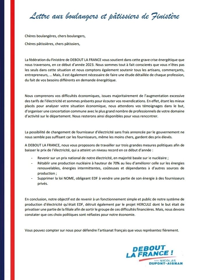AlexDLF29's tweet image. #DLF29 
Courrier de #soutien envoyé aux #boulangers et #patissiers 💪💪
Nous attendons leurs retours pour réaliser une grande #concertation sur la #profession et leurs #difficultés énergétiques 🤑🤑