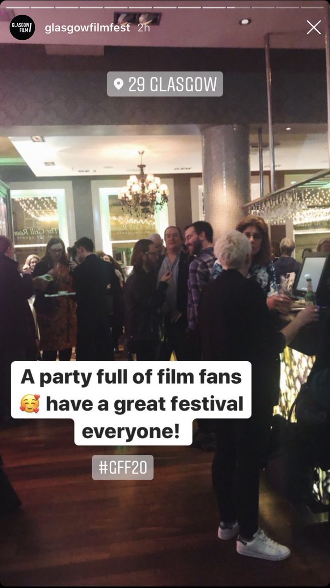 FilmFanStevie's tweet photo. Opening night party at #GFF20 @glasgowfilmfest https://t.co/5VP5QWGzXw