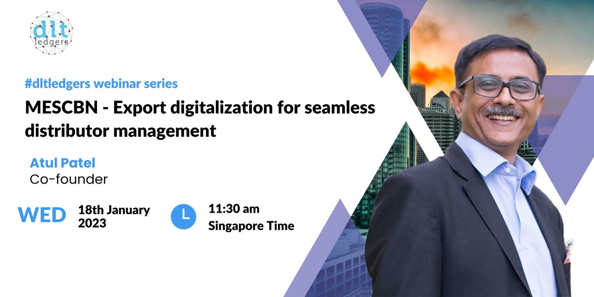 dltledgers's tweet photo. We are conducting a webinar on January 18th 2023 at 11:30am (SGT) where we will shed light on the aspects of trade in the digital era and the critical impact of digital transformation on the Export and Import process.​​​​​​​ 

Join our (free) webinar: https://t.co/bohDxZBMz7 https://t.co/MvPVKT4vr5
