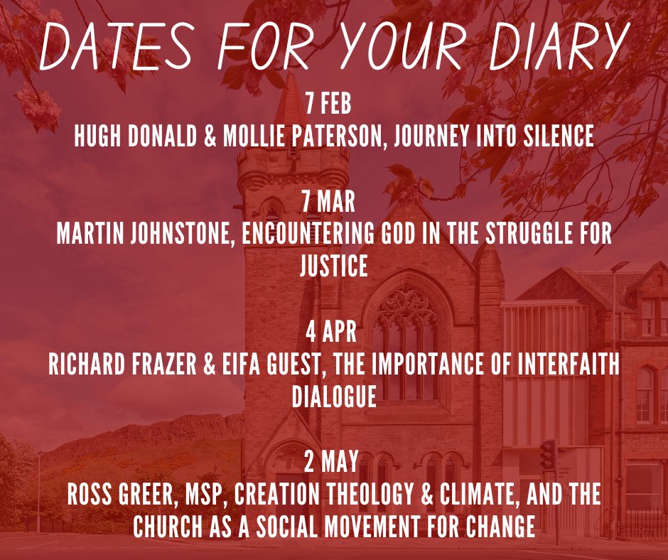 #SoulSpace 📍 MONTHLY gathering with guest speakers, conversation &amp; refreshments to explore #faith, current issues &amp; the world around us. Save these dates in your diary!  Full event details 👉🏽 ow.ly/SkkH50MoRpn
<a href="/CharterisCentre/">Charteris Centre</a> 
<a href="/RichardFrazer8/">Richard Frazer</a> <a href="/MartinAtTheEdge/">Martin Johnstone</a> <a href="/Ross_Greer/">Ross Greer</a>