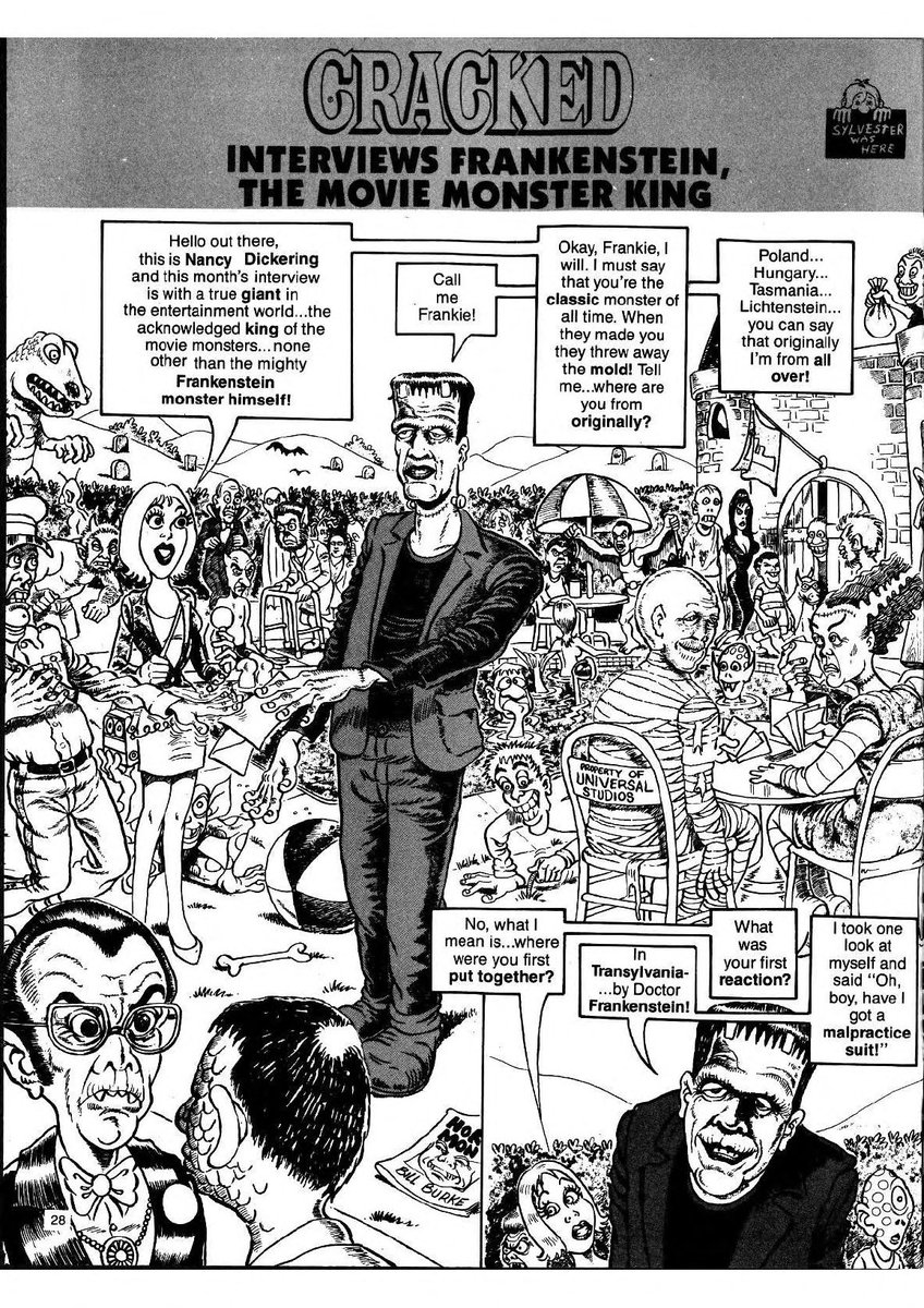 CRACKEDmag's tweet photo. “CRACKED interviews Frankenstein, The Movie Monster King” #crackedmonsterparty #crackedmagazine #horrorhumor #cracked #frankensteinsmonster #humorcomics #parody https://t.co/6oWOKOVgWd