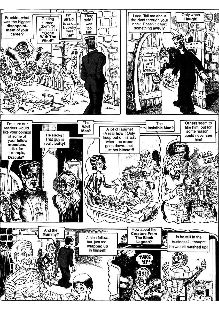 CRACKEDmag's tweet photo. “CRACKED interviews Frankenstein, The Movie Monster King” #crackedmonsterparty #crackedmagazine #horrorhumor #cracked #frankensteinsmonster #humorcomics #parody https://t.co/6oWOKOVgWd