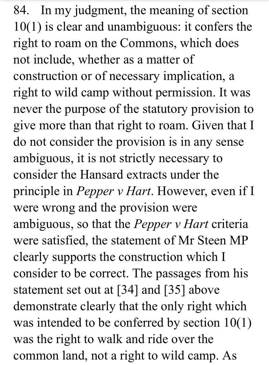 modernlandlaw's tweet photo. Alexander Darwall v Dartmoor National Park Authority [2023] EWHC 35: s.10(1) Dartmoor Commons Act 1985 did not, by necessary implication, include a right to wild camp without permission where public had a right to walk or ride a horse on the commons: https://t.co/xn1RUO9UUx https://t.co/e0dBjVIY93