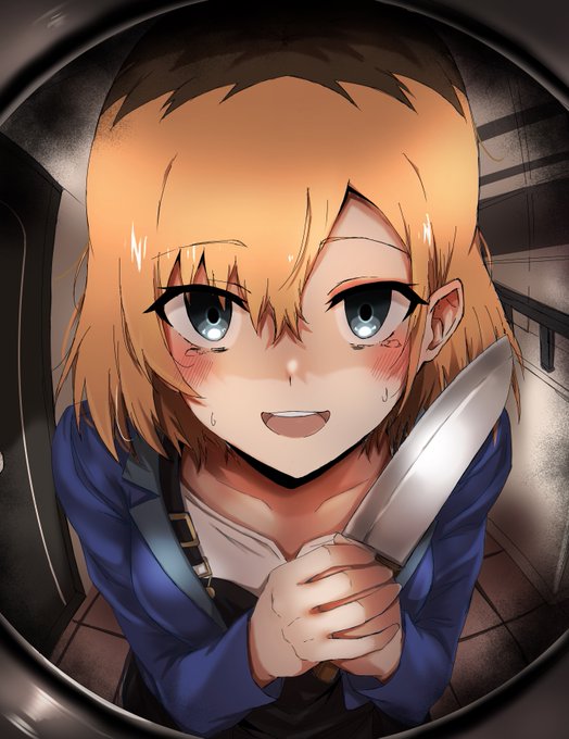 家の前で待機してる宮森さんを描きました 