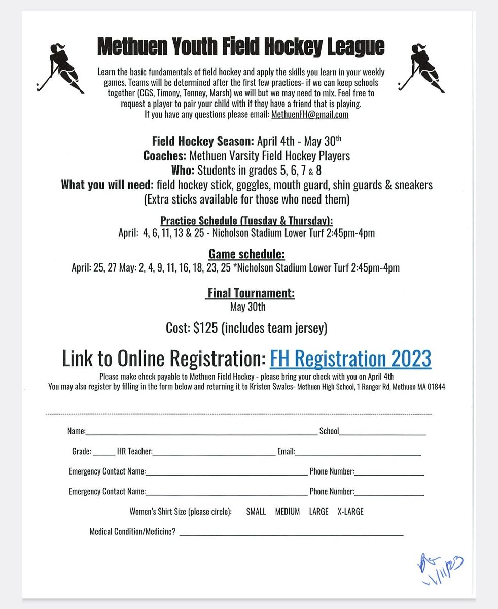 RangerFH's tweet photo. 🚨So Excited to Have Middle School Field Hockey Back! 🚨
🏑
Registration Link: https://t.co/S1Xh2QURQO
@methuensports @Bbryant22Bryant 
Please Help Spread the Word! https://t.co/9u3PV1HFhj
