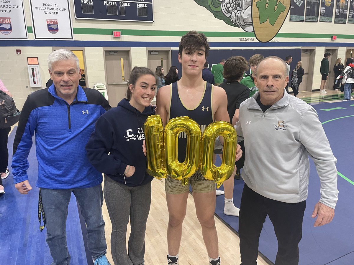 LilyNasta's tweet photo. First Cav in four years to do it! 100 wins. So proud of you, Aidan 💛💙 @CHS_Cavs https://t.co/ja5ycI6dQZ
