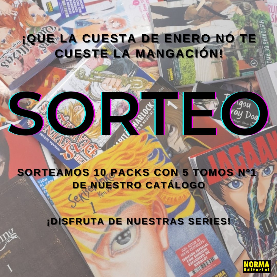 🗓️¡SORTEAZO DE ENERO!📚
¡Gana uno de nuestros 10 lotes con tomos nº1 de nuestro catálogo!🤯

¿Cómo participo?
🌸Sigue a <a href="/NormaEdManga/">NormaEdManga</a> 
🌸Haz RT y menciona a tu besto friendo 
🌸Solo península y baleares (bit.ly/BasesManga2023)

📌¡Anunciaremos la resolución el 23/1!
