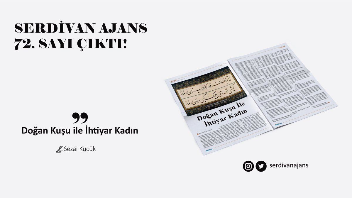 serdivanajans's tweet photo. 72. Sayı Çıktı!

“Doğan Kuşu ile İhtiyar Kadın”
 
Sezai Küçük, Serdivan Ajans için kaleme aldı!

Şehir Kültürü Gazeteniz Serdivan Ajans’a; https://t.co/4h3R6SJHSX adresinden ulaşabilirsiniz.

#SezaiKüçük https://t.co/B1XHDOI1hl