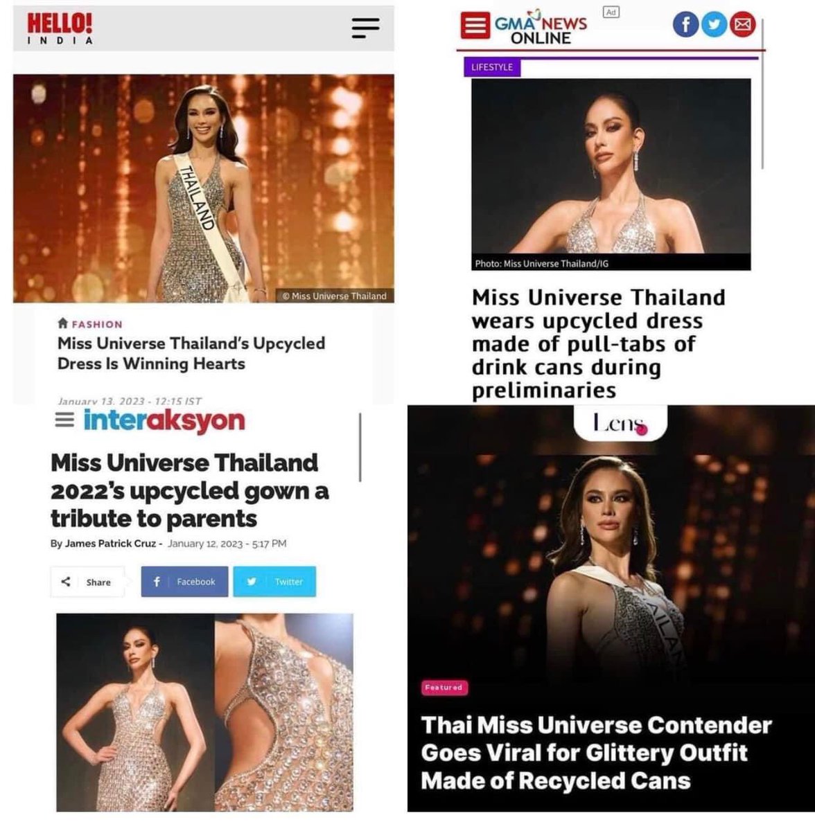 NangngamMut's tweet photo. สื่อต่างประเทศทำข่าวชุดราตรีของแอนนา ไวรัลไปทั่วโลก 🇹🇭 

#MissUniverseThailand2022
#MissUniverse2022 #MissUniverse https://t.co/9jaaGayjp8