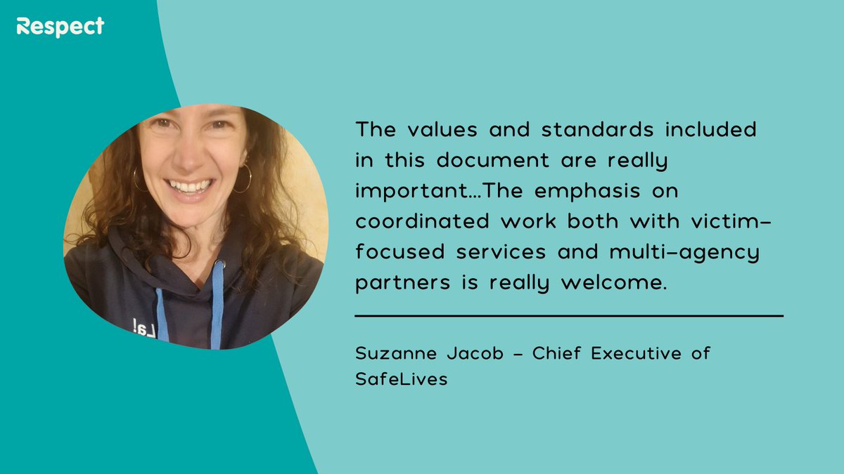 RespectUK's tweet photo. Survivor safety &amp; wellbeing must be at the centre of perpetrator work, which is why we have dedicated a whole section to it in the new edition of the Respect Standard.

Thank you to our sector leader friends for their endorsements of the new edition (1/2) https://t.co/Ax6h0jvjb4