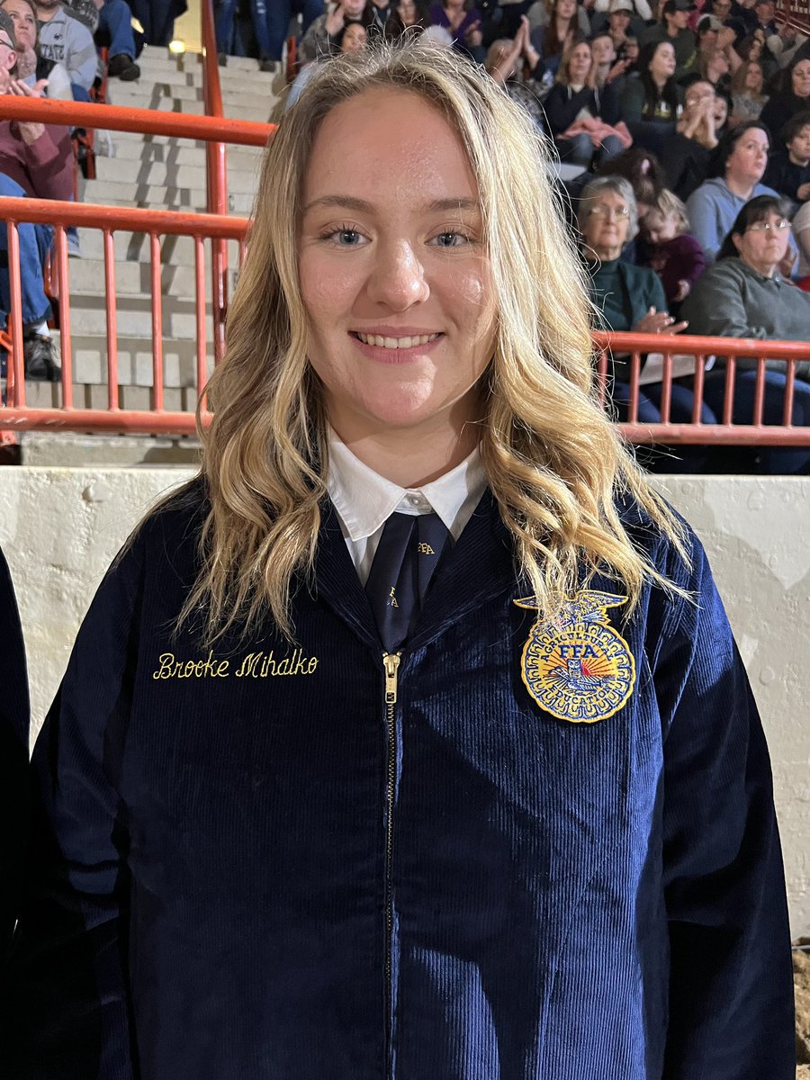 laura_mihalko's tweet photo. So proud of Brooke Mihalko for being awarded her FFA jacket at the Pa Farm Show this week - the 1st female ever from Moshannon Valley to do so!! Congrats to both her and Sam Shipley! @MV_Knights @JohnZesiger #MVRe-Energized https://t.co/OBo5Ihi78O