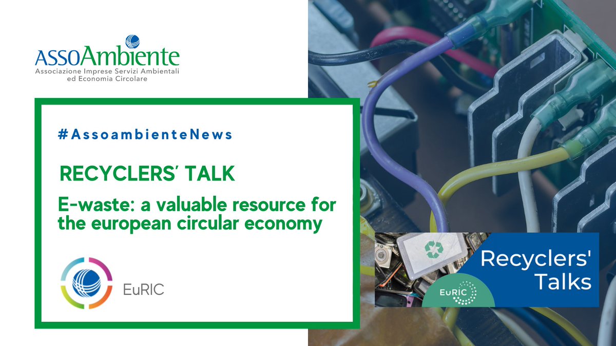 assoambiente's tweet photo. #AssoambienteNews
📌Recyclers' Talk di @EuRIC_Recycling 👉“E-WASTE: a valuable resource for the european circular economy”
🗓️31 gennaio, dalle ore 14
🗣️Partecipa il Presidente #ASSORAEE Giuseppe Piardi, in qualità di managing director di STENA Italia
Info
https://t.co/hHAoR3tLny https://t.co/allVKrx0tw