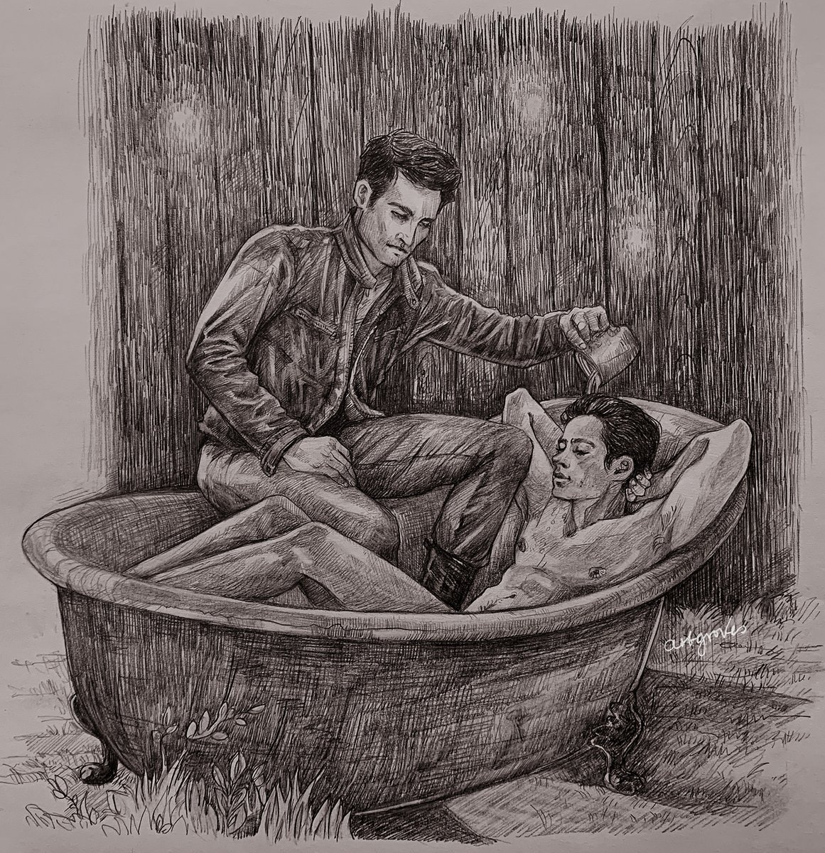 _artgroves_'s tweet photo. Sterek commission for anonymous 💜🖤💜 https://t.co/8mxK38Ylsf