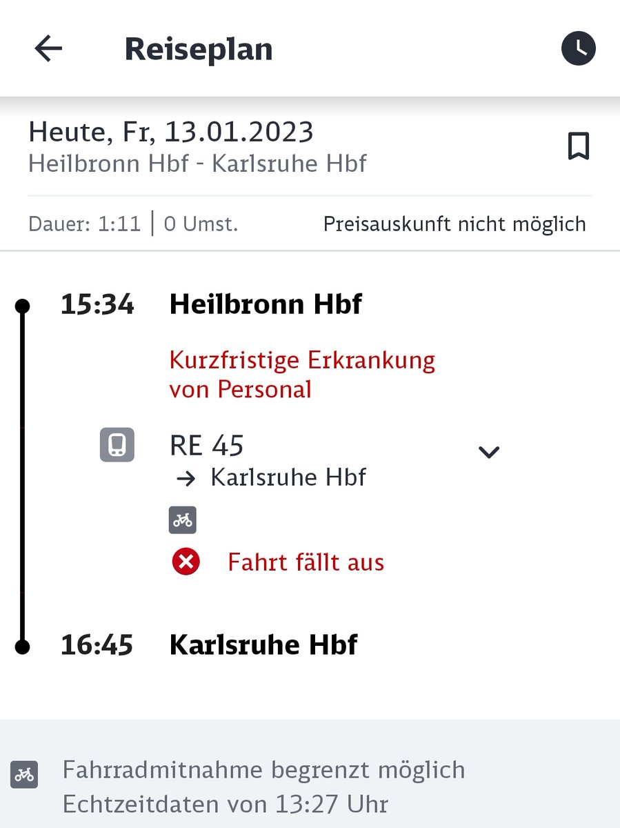 N1chtMitte's tweet photo. @DB_Bahn Laut Informationstext fallen heute alle RE45 (RK-TH) aus. Allerdings fahren die Züge planmäßig, wenn nicht "Fährt fällt aus" dabei steht.
Große Verwirrung, ich meide die Strecke lieber. https://t.co/ZD9XWkoUey