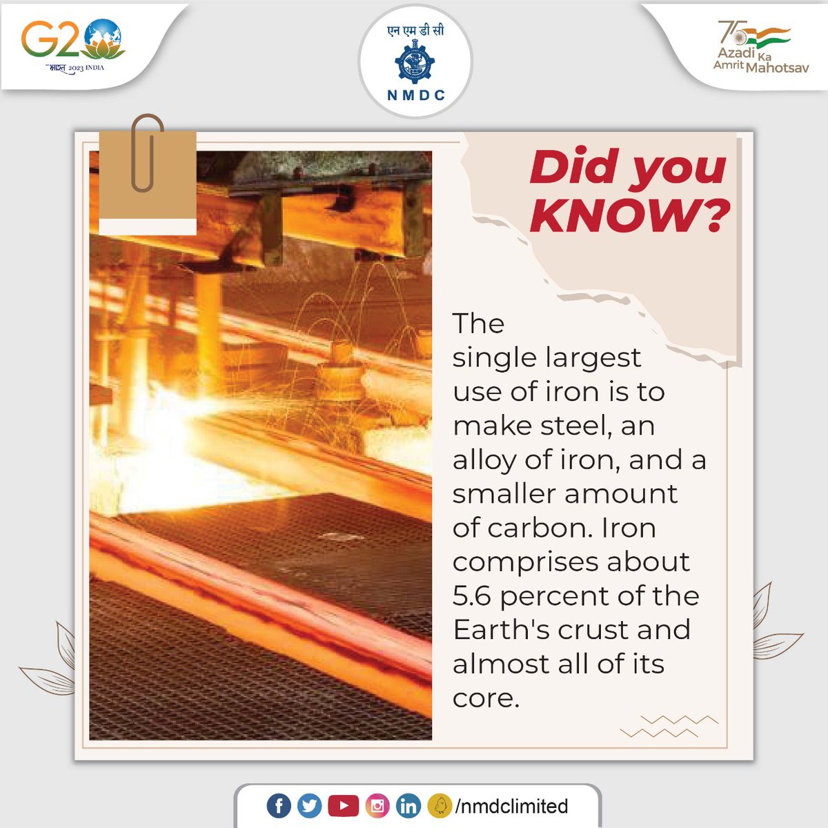 nmdclimited's tweet photo. Iron is formed via fusion in stars that have sufficient mass. According to archaeological records from Anatolia—also called Asia Minor, a peninsula that today makes up the Asian part of Turkey—man has been producing steel for at least 4,000 years
#NMDC #Iron #Metalfact https://t.co/AcmvqrzyJH