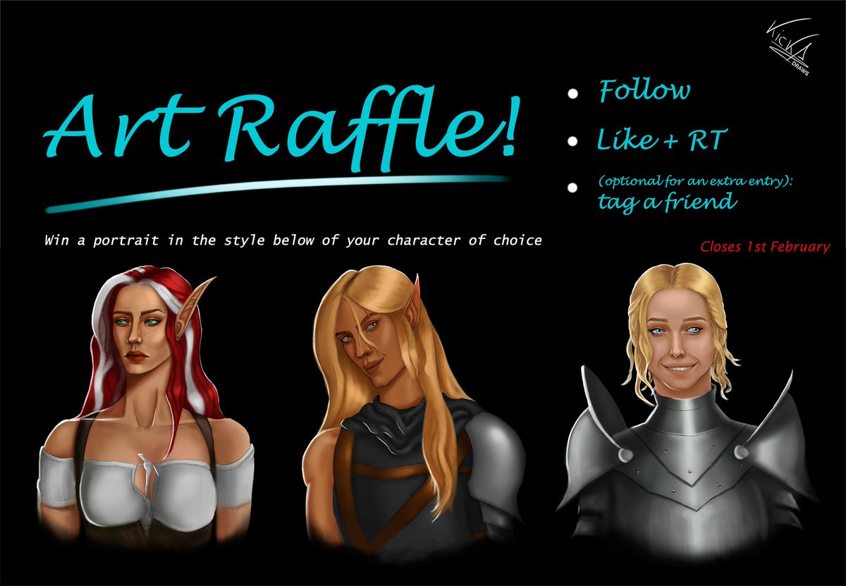 🚨FREE ART ALERT🚨
Yes, you've read that right!
I'm giving away TWO portraits for two different winners in the style seen below. It can be fanart, OCs or whoever you want!
How to join:
🔵Follow me (new followers welcome!)
🔵Like + RT
🔵(optional for an extra entry) tag a friend!
