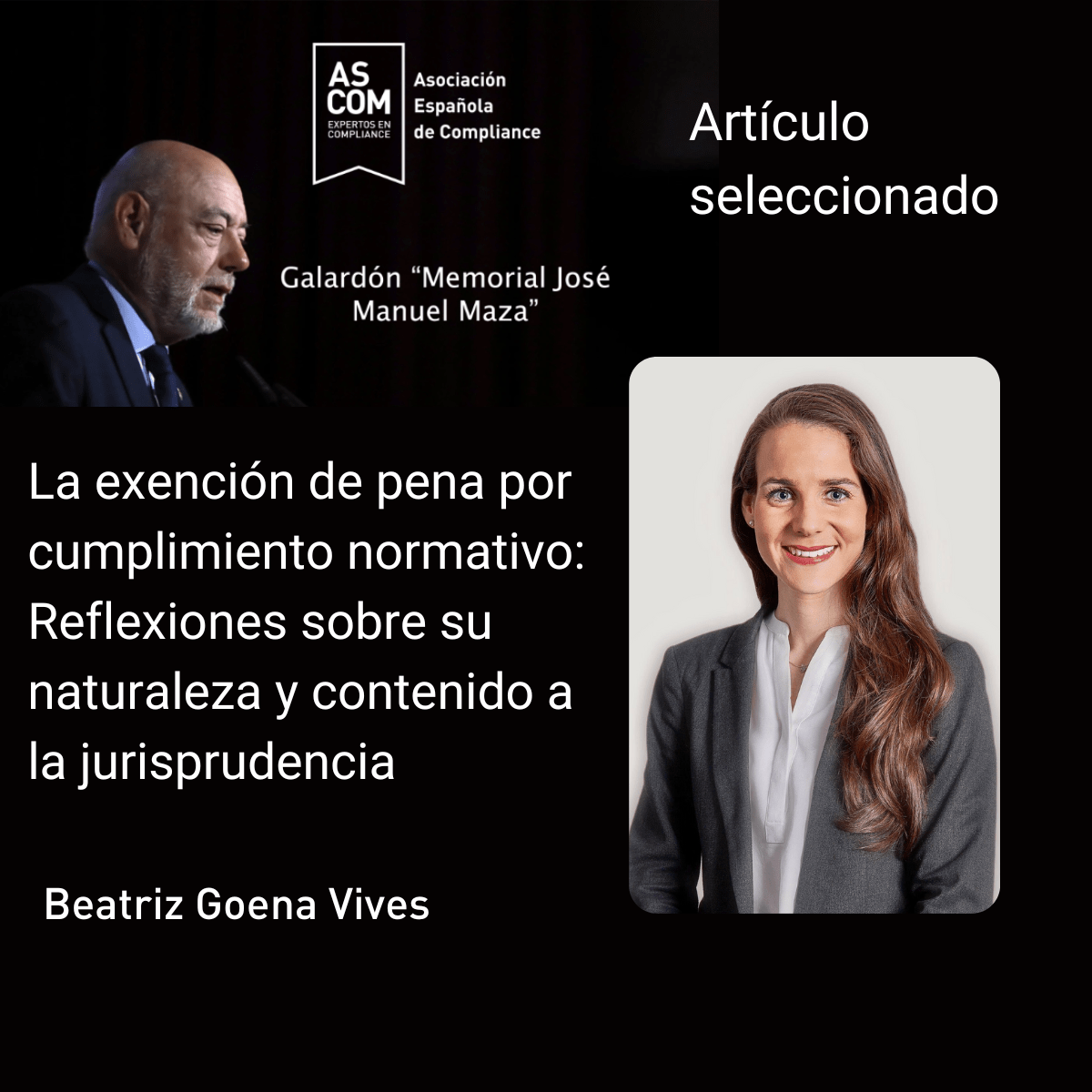 ascomGRC's tweet image. 🥇 #GalardónMemorialJoséManuelMaza
🔷𝙇𝙖 𝙚𝙭𝙚𝙣𝙘𝙞𝙤́𝙣 𝙙𝙚 𝙥𝙚𝙣𝙖 𝙥𝙤𝙧 𝙘𝙪𝙢𝙥𝙡𝙞𝙢𝙞𝙚𝙣𝙩𝙤 𝙣𝙤𝙧𝙢𝙖𝙩𝙞𝙫𝙤🔷
Puedes leer el artículo en el #blogASCOM ➡️asociacioncompliance.com/la-exencion-de… #compliance #culturadecumplimiento #UNE19601
#asociacióncompliance #complianceofficer