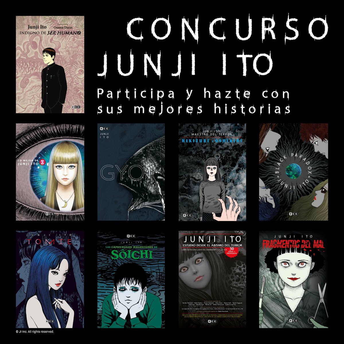¡CONCURSO #JUNJIITOECC! Nos preparamos para el estreno de la serie de <a href="/NetflixES/">Netflix España</a> sorteando un pack con todos los títulos flexibook del autor. ¿Cómo participar?

1. Sigue a <a href="/eccediciones/">ECC Ediciones</a> 
2. Haz RT a este tweet.
3. Responde: ¿Cuál es tu obra favorita de Junji Ito editada por ECC?