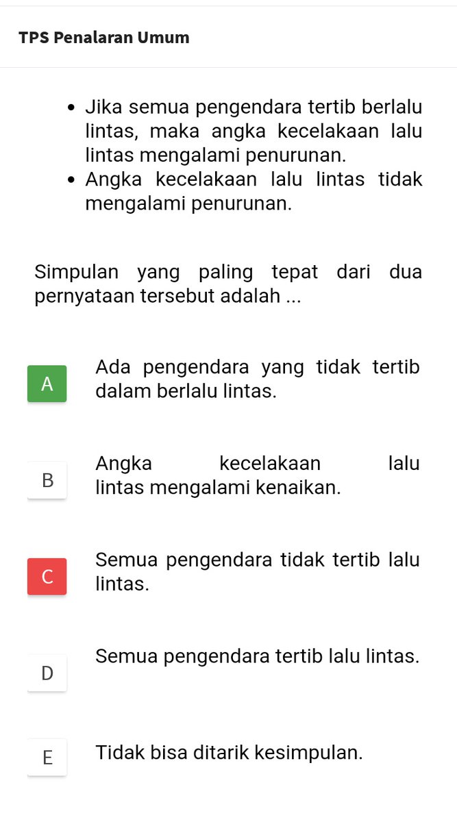 evrthyg's tweet image. moots ada yang tau gak ini knp jawabnny A. sedangkan p= semua pengendara, knp kesimpulannya gak pake 'semua' lagi ya? uda liat pmbhsan tapi masi ga ngerti:(