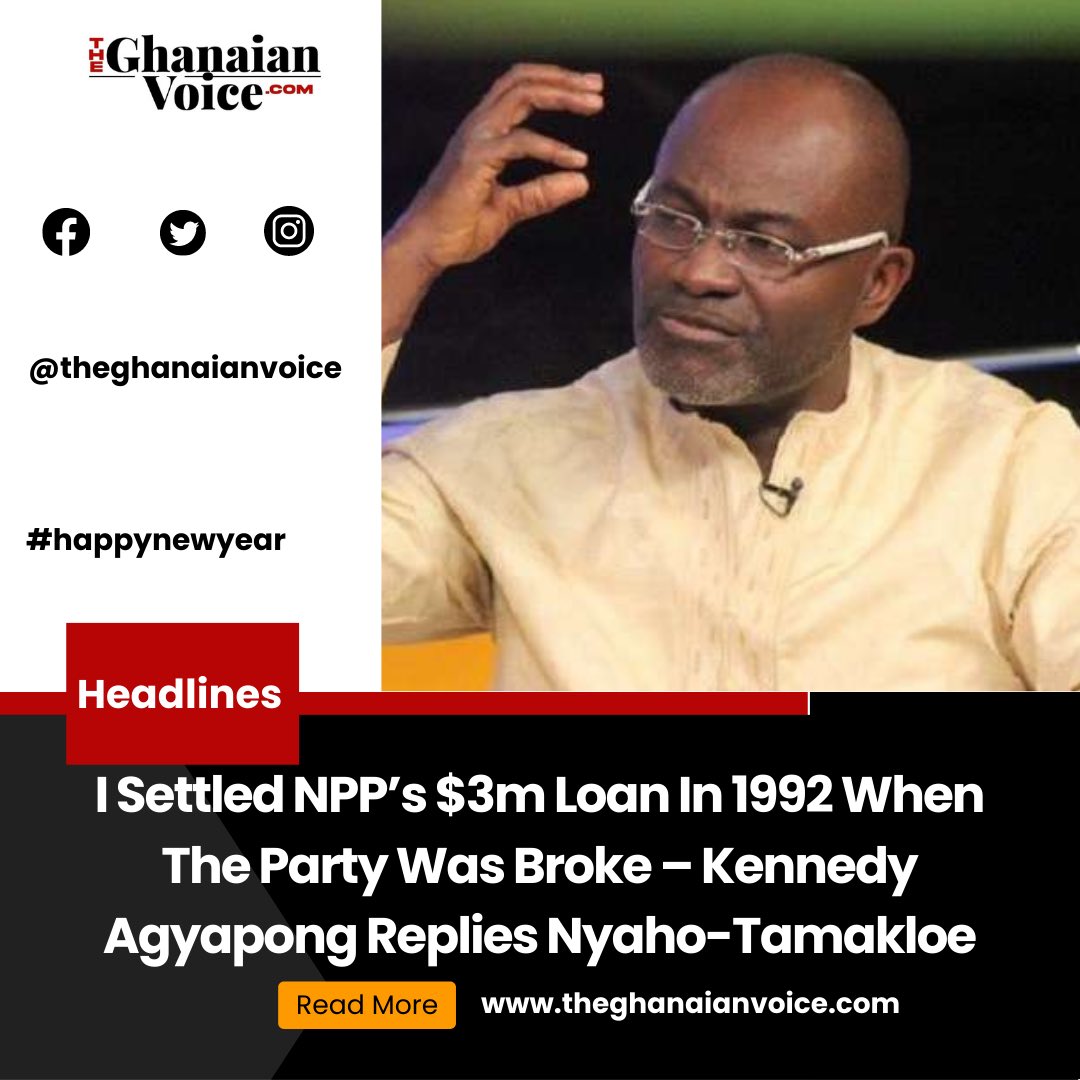 NPP Prez aspirant, Honourable Kennedy Agyapong, has replied to founding member, Dr Nyaho-Tamakloe after he queried what he has ever done for the party.

#Rawlings #Sacking HERE WE GO Hawa Koomson Kwesi Arthur BREAKING NEWS 8 SHS Twene Jonas #TaxiDriverShow Shakira Casemiro