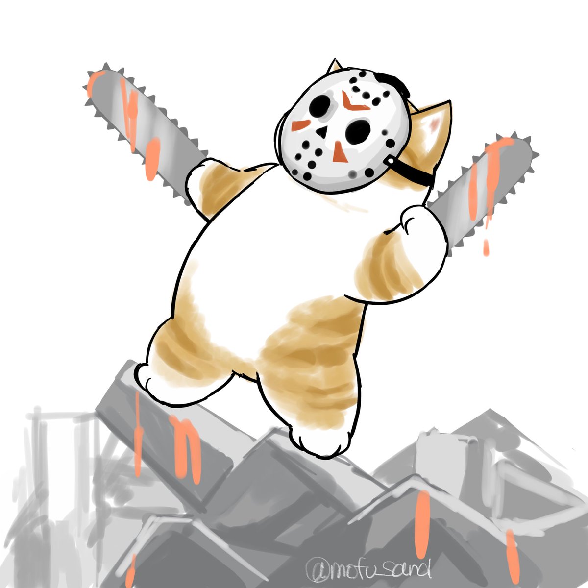 chainsaw white background no humans simple background cat mask twitter username  illustration images